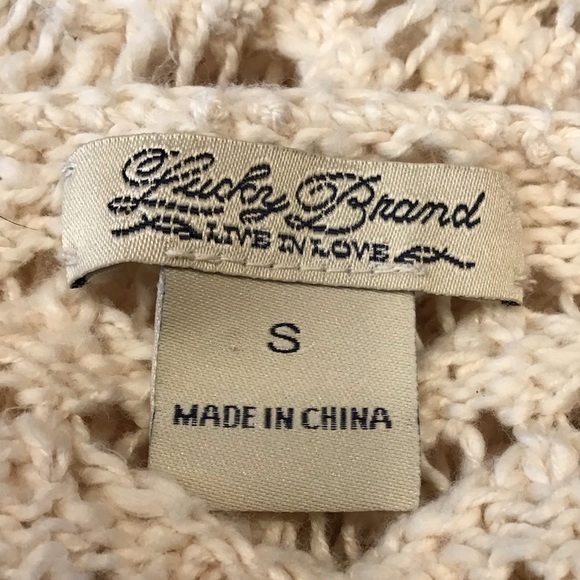 Lucky Brand Womens Crochet Sweater Size S Open Knit Fairy Coquette Ivory Boho - Picture 9 of 12